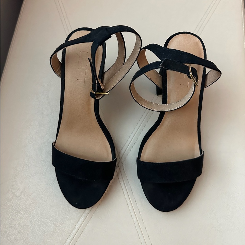 Black Open Toe Block Heels